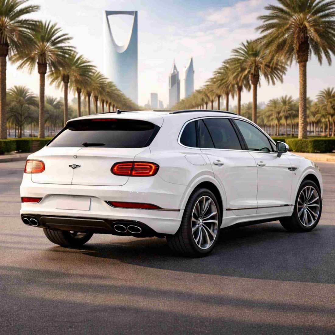 Chauffeur driving Bentley Bentayga in Saudi Arabia city roads