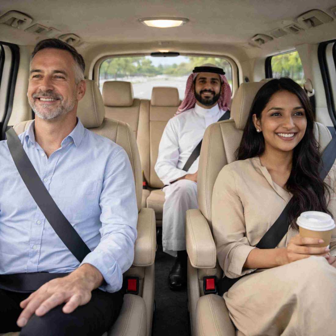 passengers entering Hyundai H1 chauffeur van Riyadh service