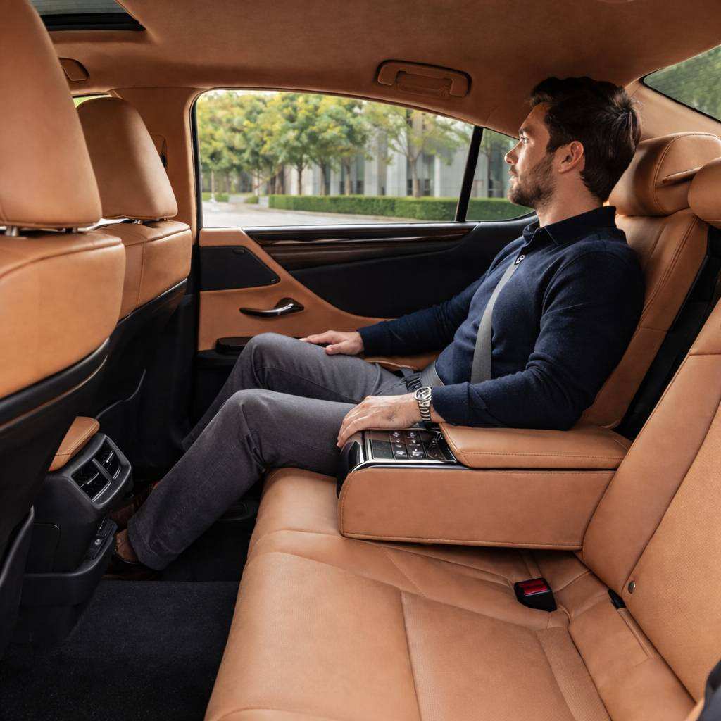 passenger entering Lexus ES 300h Hybrid chauffeur service car