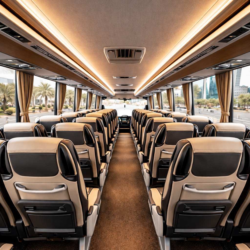 Group tour luxury coach bus in Saudi Arabia