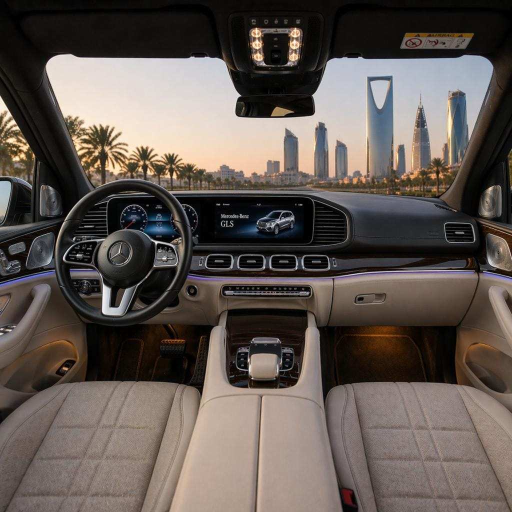 Mercedes Benz GLS interior luxury cabin leather seats dashboard