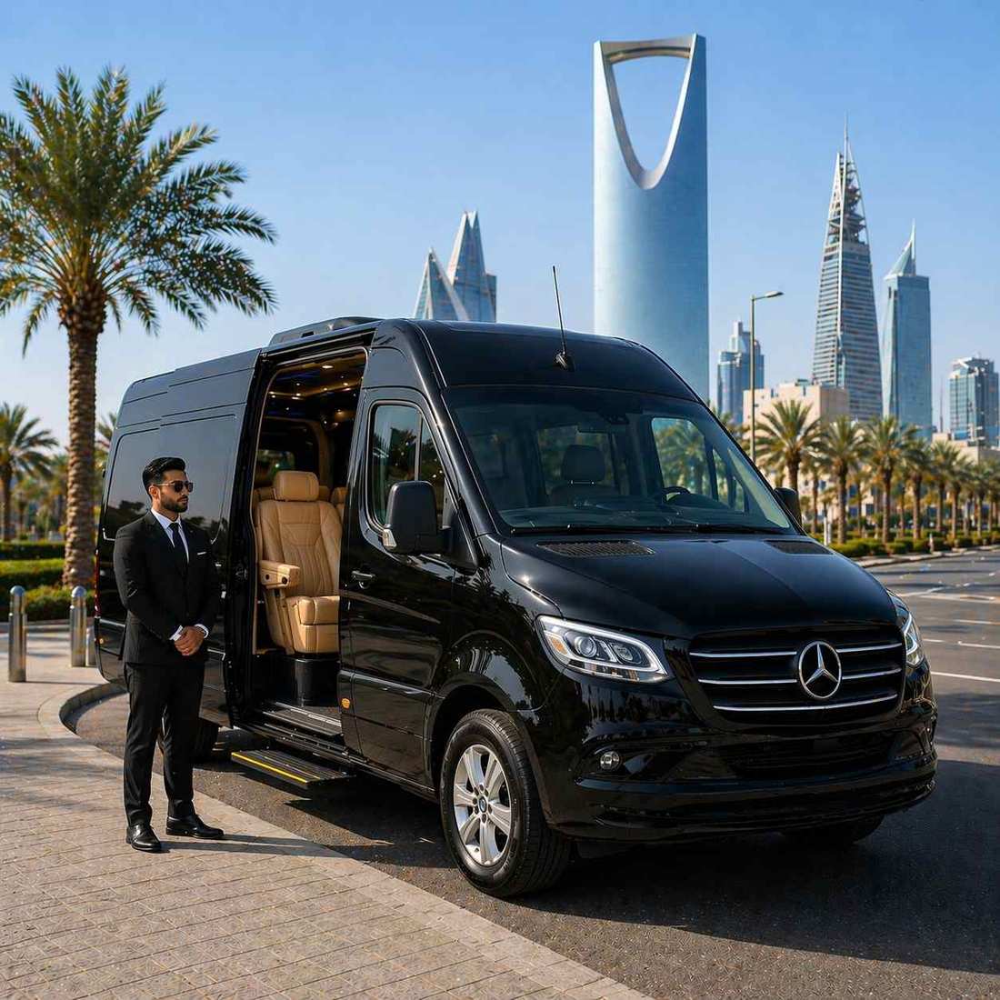 Mercedes Benz Sprinter Van front view luxury group van Saudi Arabia