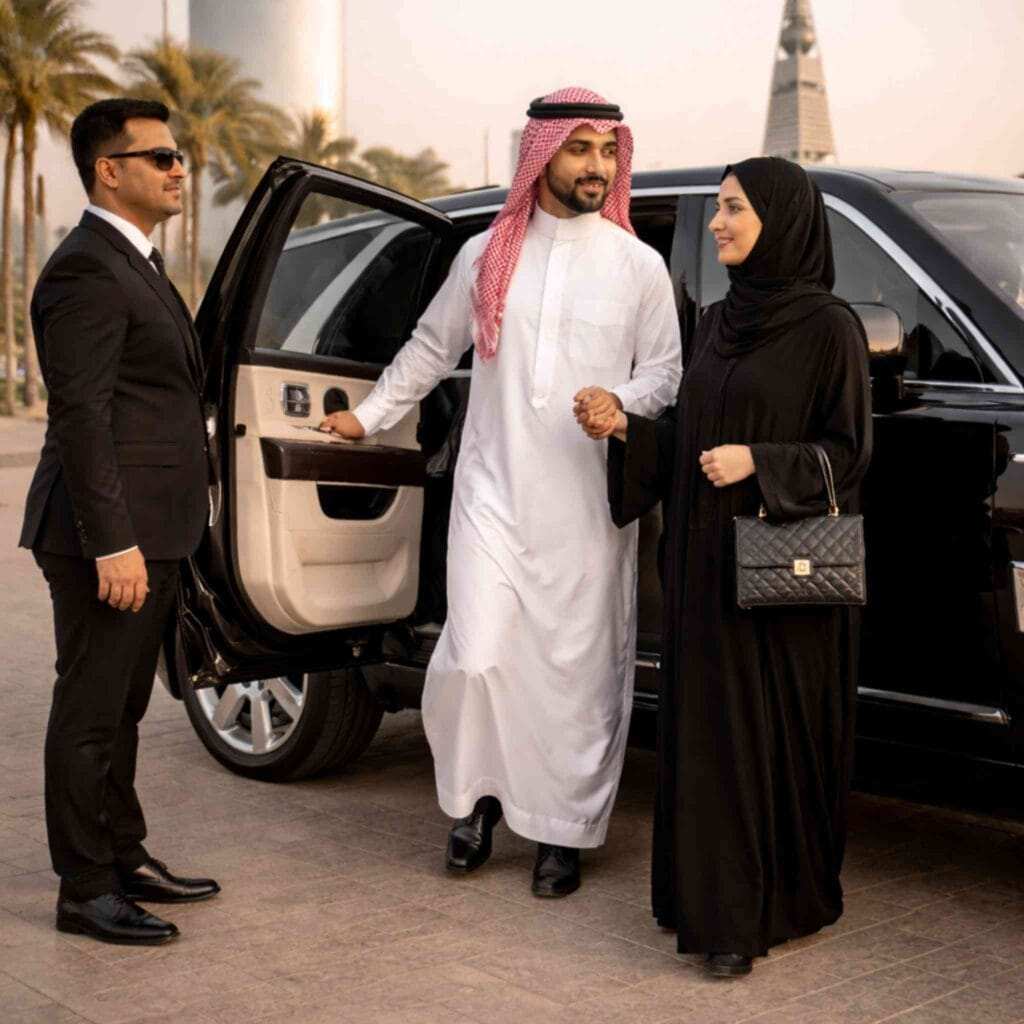 Rolls Royce Cullinan parked near luxury hotel in Saudi Arabia