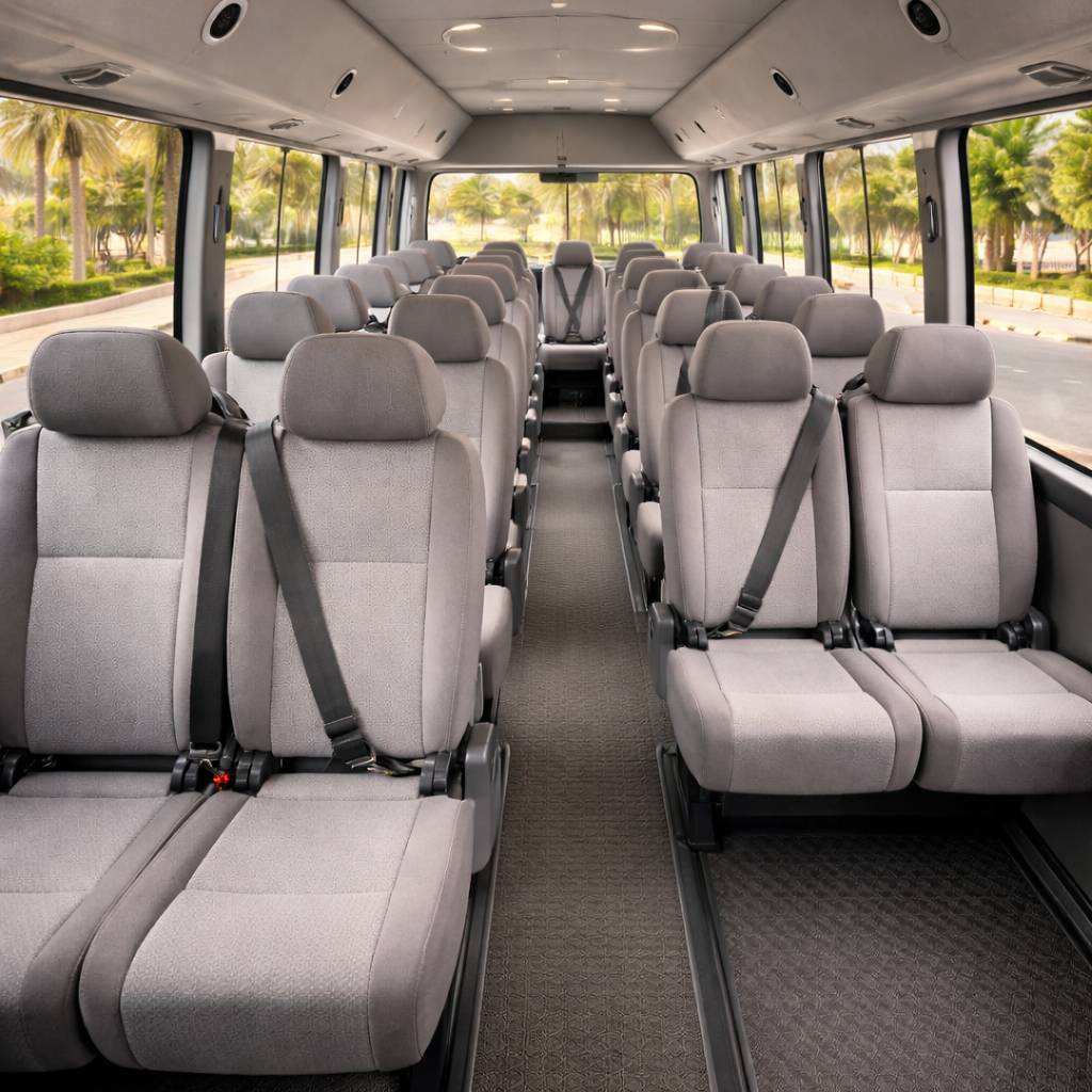Toyota Coaster exterior luxury bus Saudi Arabia