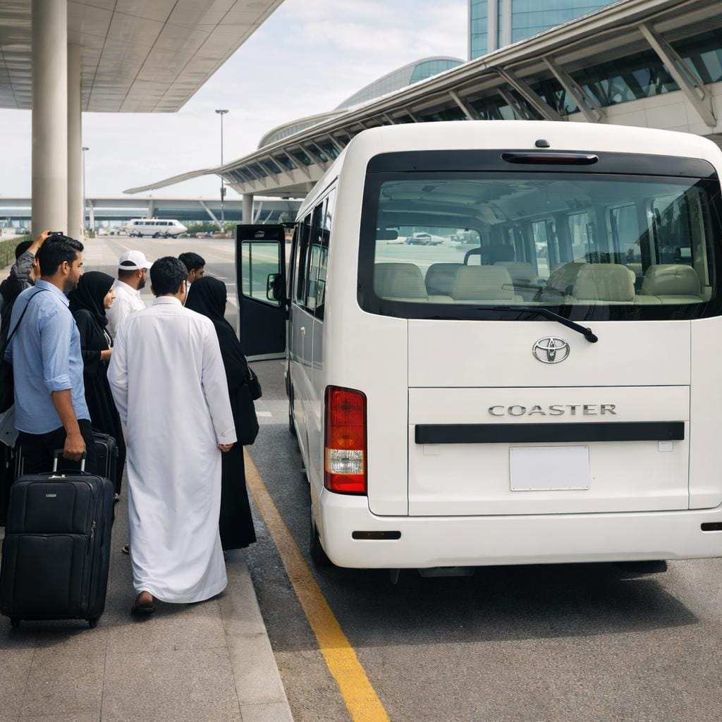 Toyota Coaster for Umrah transport Saudi Arabia