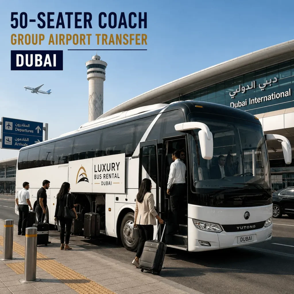 50-seater coach group airport transfer Dubai