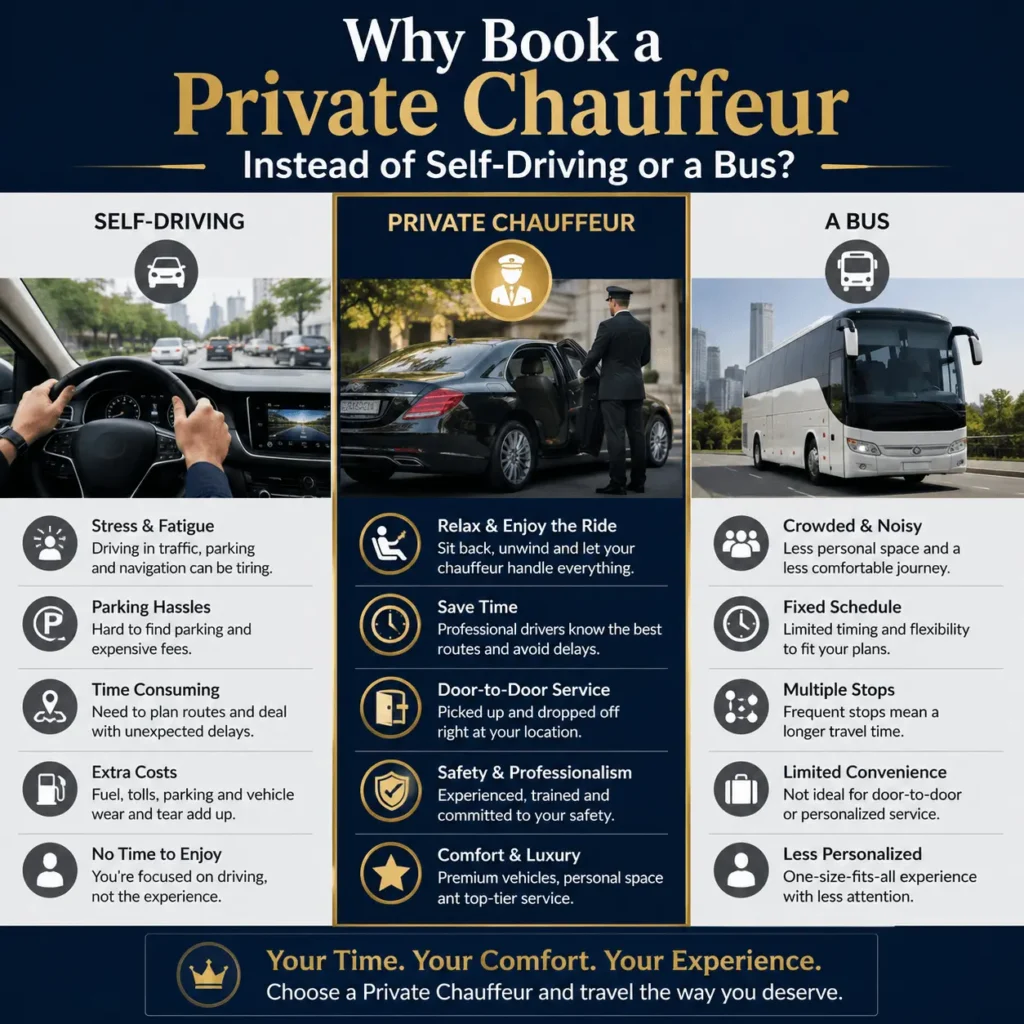 Why Book a Private Chauffeur Instead of Self-Driving or a Bus