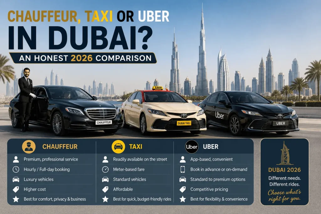 chauffeur service vs taxi Dubai